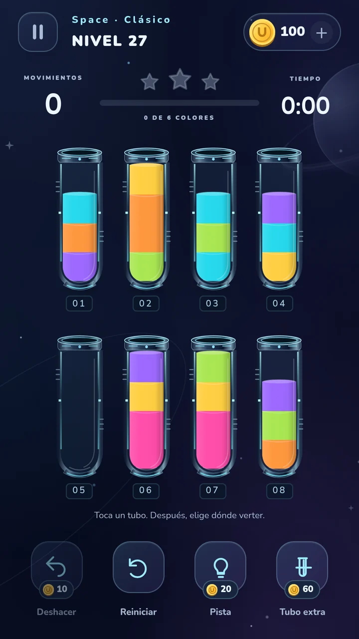 Partida de Color Sort Ultimate en Space